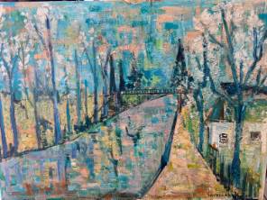 A Large Oil on Canvas River Scene